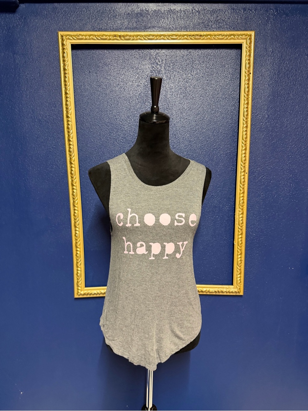 Grayson Threads Gray Tank with Pink "choose happy" Text - Women